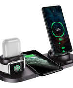 6-in-1 Wireless Fast Charger Dock for Apple and Android phones.