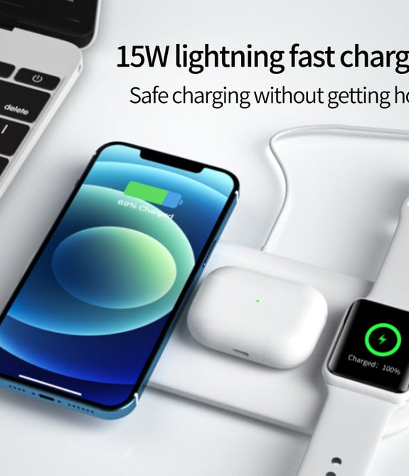 15W Fast Wireless Charger Standion 3 In 1  iPhone 12 11 Pro XS MAX XR X 8 Apple Watch SE 6 5 4 3 AirPods Pro